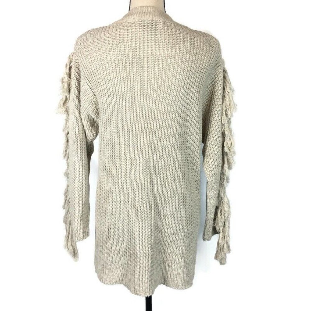 Vtg IB Diffusion Chunky Fringe Cardigan Sweater Womens XS Oversized Beige Boho - Picture 4 of 10